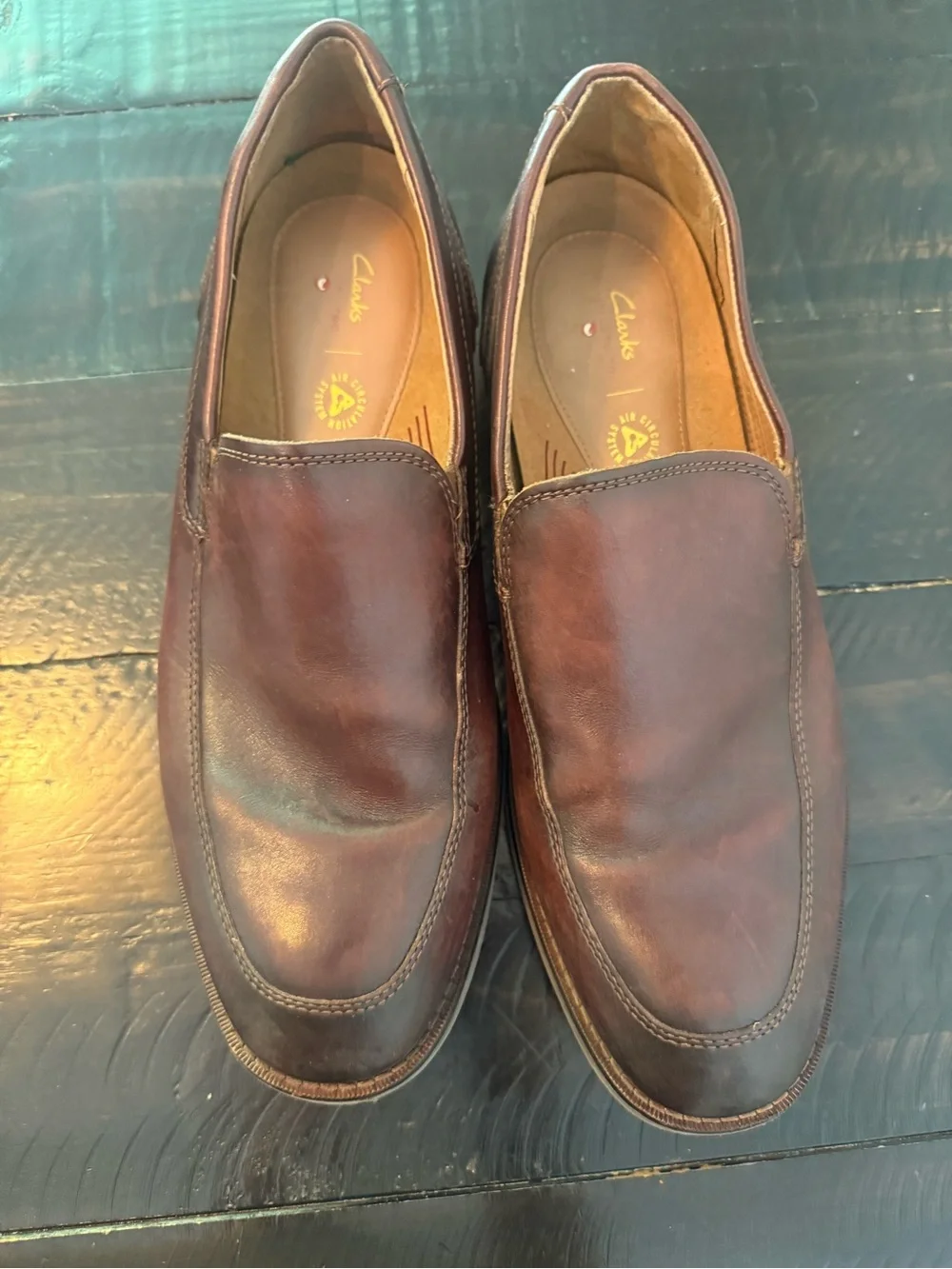 Clarks Brown Leather Slip-On Loafers